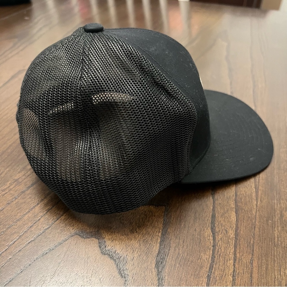 Black Trucker Hat with Bird Stamp Patch - Picture 3 of 7